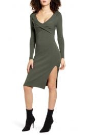 Twist Front Long Sleeve Sweater Dress at Nordstrom